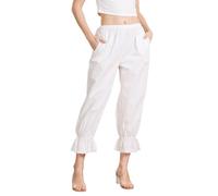 BEAUTELICATE Pumpkin Bloomers Women's 100% Cotton Pantaloons Pettipants Summer Spring Pajama Pants Lolita Victorian Renaissance Edwardian Costume Off white Ankle Length, XL