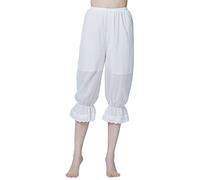 BEAUTELICATE Pumpkin Bloomers Women's Cotton Pantaloons Pettipants Summer Cool Capri Pajama Pants Lolita Halloween Victorian Renaissance Edwardian Costume Ivory, M