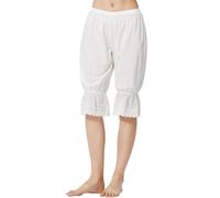 BEAUTELICATE Pumpkin Bloomers Women's Cotton Pantaloons Pettipants Summer Cool Capri Pajama Pants Lolita Halloween Victorian Renaissance Edwardian Costume Ivory-Old Cotton, S