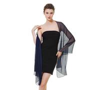 BEAUTELICATE Sheer Shawls and Wraps Crepe Textured Solid Scarf Stole for Women Wedding Evening Bride Bridesmaid Summer Spring Daily (One size, Midnight Blue)
