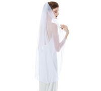 BEAUTELICATE Wedding Bridal Veil Pencil Edge 1 Tier Bride Veil Short Long Ivory White With Metal Comb (Knee length 50'', White)
