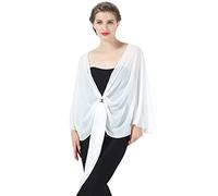 BEAUTELICATE Women Chiffon Shawl Wrap Shoulder Cover Shrug Sheer Cover Up Cape Big Size for Summer Wedding Evening Bride Bridesmaids Mother of The Bride(One size, Ivory)