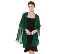 BEAUTELICATE Women Chiffon Shawl Wrap Shrug Oversized Cape Poncho Sheer Cover Up Scarf For Summer Wedding Evening Bridal Bridesmaids Mother of The Bride(One size, Emerald Green)