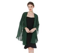 BEAUTELICATE Women Chiffon Shawl Wrap Shrug Oversized Cape Poncho Sheer Cover Up Scarf For Summer Wedding Evening Bridal Bridesmaids Mother of The Bride(One Size, Hunter Green)