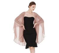 BEAUTELICATE Women Chiffon Shawl Wrap Shrug Oversized Cape Poncho Sheer Cover Up Scarf For Summer Wedding Evening Bridal Bridesmaids Mother of The Bride(One size, Dusty Pink)