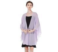 BEAUTELICATE Women Chiffon Shawl Wrap Shrug Oversized Cape Poncho Sheer Cover Up Scarf For Summer Wedding Evening Bridal Bridesmaids Mother of The Bride(One size, Lilac)