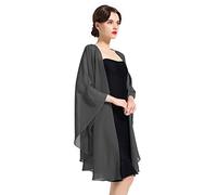 BEAUTELICATE Women Chiffon Shawl Wrap Shrug Oversized Cape Poncho Sheer Cover Up Scarf For Summer Wedding Evening Bridal Bridesmaids Mother of The Bride(One Size, Stone Grey)