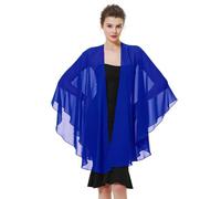 BEAUTELICATE Women Chiffon Shawl Wrap Shrug Oversized Cape Poncho Sheer Cover Up Scarf For Summer Wedding Evening Bridal Bridesmaids Mother of The Bride(One Size, Sapphire Blue)