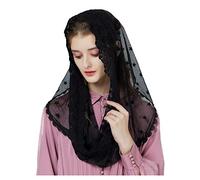 BEAUTELICATE Women Mantilla Veil Catholic Church Chapel Latin Mass Communion Formal Lace Infinity Head Cover Scarf Black