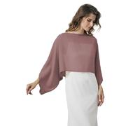 BEAUTELICATE Women’s Chiffon Cape Capelet Chic Shawl Wrap Sheer Batwing Top Tunic for Summer Daily Wedding Evening Bridesmaid Mother of Bride Cinnamon Rose S-M