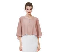 BEAUTELICATE Women’s Chiffon Cape Capelet Shawls and Wraps Sheer Shurg For Mother Of Bride Bridesmaid Summer Weeding Evening, Roll Edge - Blush Pink