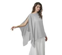 BEAUTELICATE Women’s Chiffon Shawl Wrap Elegant Cape Capelet Lightweight Sheer Top Beach Cover Up For Summer Daily Wedding Evening Bride bridesmaid Mother of Bride,Silver
