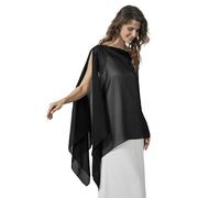 BEAUTELICATE Women’s Chiffon Shawl Wrap Elegant Cape Capelet Lightweight Sheer Top Beach Cover Up For Summer Daily Wedding Evening Bride bridesmaid Mother of Bride,Black