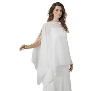 BEAUTELICATE Women’s Chiffon Shawl Wrap Elegant Cape Capelet Lightweight Sheer Top Beach Cover Up For Summer Daily Wedding Evening Bride bridesmaid Mother of Bride,Ivory