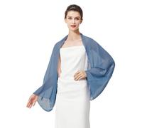BEAUTELICATE Women’s Chiffon Shrug Bolero Sheer Loose Cardigans Cover Up With Long Sleeve For Summer Wedding Evening Bridal Bridesmaids Mother of The Bride(One size, Slate Blue)