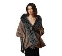 BEAUTELICATE Women’s Faux Fur Shawl Wraps With Fur Trim Unique Luxury Cover Up Stole For Bride Bridesmaids Winter Wedding Evening Party Fancy Dress Gatsby Mob Wife Custume, Dark Khaki