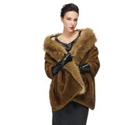 BEAUTELICATE Women’s Faux Fur Shawl Wraps With Fur Trim Unique Luxury Cover Up Stole For Bride Bridesmaids Winter Wedding Evening Party Fancy Dress Gatsby Mob Wife Custume, Brown