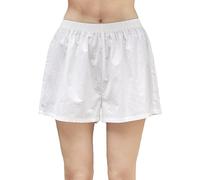 BEAUTELICATE Women’s Pajama Shorts 100% Washed Cotton Plain Boxers Half Slip Summer Cooling Anti Cling Chafing Under Dress Shorts Vintage Pantaloons Loungewear Off White, L