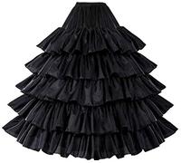 BEAUTELICATE Women’s Petticoat Underskirt Crinoline with 4 Hoops Ruffles Adjustable Waistband Floor Length Half Slip for A-line Fuller Wedding Dress Steampunk Halloween Costume