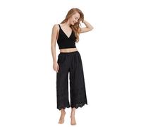 BEAUTELICATE Women’s Pettipants Pantaloons 100% Cotton Underskirt Petticoat Culottes Slip Victorian Vintage Wide-leg Cropped Pyjama Pants Bottom Straight Leg - Broderie Anglaise - Black, XL