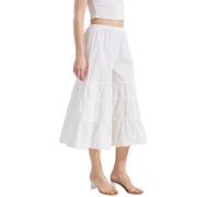BEAUTELICATE Women’s Pettipants Pantaloons Culottes Slip 100% Cotton Petticoat Half Slip For Under Dress Loose Cropped Pyjama Bottoms with Broderie Anglais Off white, XXL