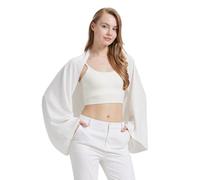 BEAUTELICATE Women’s Summer Shrug Bolero Cover Up Long Sleeve Open Front Spring Loose Causal Cardigans For Daily Wedding Evening Mother of The Bride(One size, Ivory)
