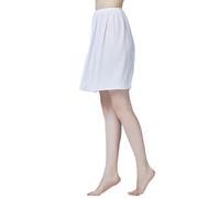 BEAUTELICATE Women’s Underskirt Chiffon Half Slip Anti Static Petticoat Summer Waist Length Slip Cool Lightweight (XXL, White - 16'' Length)