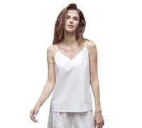 BEAUTELICATE Women’s Vintage Camisole 100% Washed Cotton Plain Cami Top Loose Fit V-Neck Lightweight Strappy Pajama Top Summer Sleeveless Loungewear Off White, M