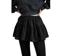 BEAUTELICATE Women Shirt Extender Hem Casual Adjustable Layered Fake Top Lower Sweep 100% Cotton Half Slip A-line Puffy Ballet Tiered Mini Skirt Plus Size Black, L
