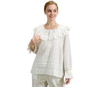 BEAUTELICATE Women Victorian Blouse 100% Cotton Embroidered Long Sleeve Cottagecore Shirts Retro Loose Renaissance Top Off White, XL