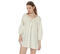 BEAUTELICATE Women Victorian Blouse Renaissance Tops 100% Cotton Off Shoulder 3/4 Sleeve Beach Lazy Shirt Medieval Gothic Steampunk Period Costume Cream, XXL