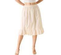 BEAUTELICATE Women's 100% Cotton Half Slip Underskirt Anti-static Cling Loose Fit Petticoat With Geometric Broderie Anglaise Ruffle Scalloped Edge Cream, XXL