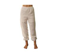 BEAUTELICATE Women's Bloomers Pants Trousers 100% Crepe Cotton Pantaloons Pettipants Summer Cool Capri Cropped Pajama Bottom Victorian Renaissance Edwardian Costume Ivory, XXL
