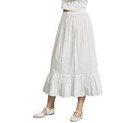 BEAUTELICATE Women's Cotton Half Slip Soft Waist Slips Long Tiered Underskirt A-line Petticoat Summer Cooler Anti-static Cling Resistant Underslip Skirt Extender(Ivory 85cm, M)