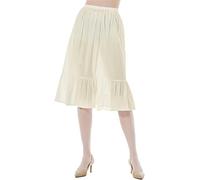 BEAUTELICATE Women's Cotton Half Slip Soft Waist Slips Long Tiered Underskirt A-line Petticoat Summer Cooler Anti-static Cling Resistant Underslip Skirt Extender(Beige 65cm, XXL)
