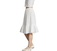 BEAUTELICATE Women's Cotton Half Slip Soft Waist Slips Long Tiered Underskirt A-line Petticoat Summer Cooler Anti-static Cling Resistant Underslip Skirt Extender(Ivory 65cm, S)