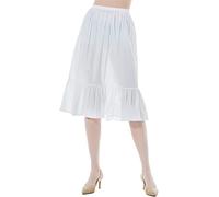 BEAUTELICATE Women's Cotton Half Slip Soft Waist Slips Long Tiered Underskirt A-line Petticoat Summer Cooler Anti-static Cling Resistant Underslip Skirt Extender(White 65cm, XL)