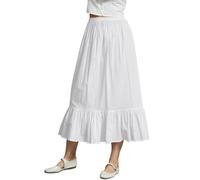 BEAUTELICATE Women's Cotton Half Slip Soft Waist Slips Long Tiered Underskirt A-line Petticoat Summer Cooler Anti-static Cling Resistant Underslip Skirt Extender(White 85cm, S)