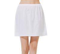 BEAUTELICATE Women's Half Slip 100% Cotton Vintage Underskirt Petticoat Waist Slip Under Dress Cool Anti-Static Cling Resistant(White - 16'' Long, XL)