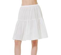 BEAUTELICATE Women's Half Slip Underskirt 100% Cotton Loose A-line Tiered Petticoat Summer Anti-Static Cling Resistant Cooler Waist Slip Short Long (Ivory - 22", M)