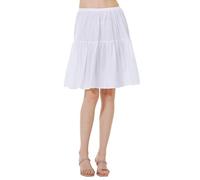BEAUTELICATE Women's Half Slip Underskirt 100% Cotton Loose A-line Tiered Petticoat Summer Anti-Static Cling Resistant Cooler Waist Slip Short Long (White - 22", L)