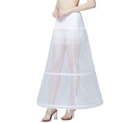 BEAUTELICATE Women's Petticoat Crinoline Underskirt Long A-line Vintage for Wedding Bridal Evening Dress Cosplay Costume(White - 2 Hoops, 4-8)