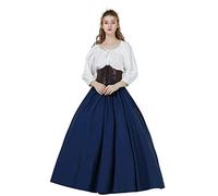 BEAUTELICATE Women's Renaissance Skirt Retro Victorian Medieval Halloween Steampunk Period Costume 100% Cotton Full Circle A-line Maxi Long Normal Skirt (Navy Blue, S)