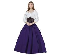 BEAUTELICATE Women's Renaissance Skirt Retro Victorian Medieval Halloween Steampunk Period Costume 100% Cotton Full Circle A-line Maxi Long Normal Skirt (Purple, XXL)