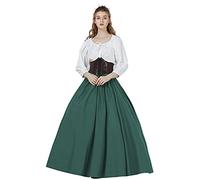 BEAUTELICATE Women's Renaissance Skirt Retro Victorian Medieval Halloween Steampunk Period Costume 100% Cotton Full Circle A-line Maxi Long Normal Skirt (Hunter Green, L)