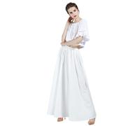 BEAUTELICATE Women's Renaissance Skirt Retro Victorian Medieval Halloween Steampunk Period Costume 100% Cotton Full Circle A-line Maxi Long Normal Skirt (Off White, L)