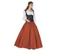 BEAUTELICATE Women's Renaissance Skirt Retro Victorian Medieval Halloween Steampunk Period Costume 100% Cotton Full Circle A-line Maxi Long Normal Skirt (Burnt Orange, M)