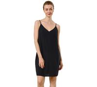 BEAUTELICATE Women's Slips Dress V-Neck Short Full Slip 100% Washed Cotton Underdress Summer Straight Spaghetti Strap Nightdress Nghtie Chemise Black, S