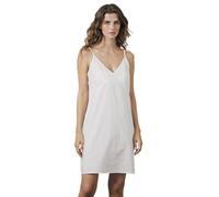 BEAUTELICATE Women's Slips Dress V-Neck Short Full Slip 100% Washed Cotton Underdress Summer Straight Spaghetti Strap Nightdress Nghtie Chemise White, S