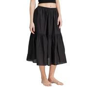 BEAUTELICATE Women's Underskirt Half Slip 100% Cotton Anti-Static Cling Resistant Summer Loose A-line Petticoat Skirt Extender with Ruffle (Black - 30", L)